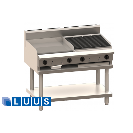 LUUS 1200mm Wide Grill and Chargrill, 600 grill & 600 char